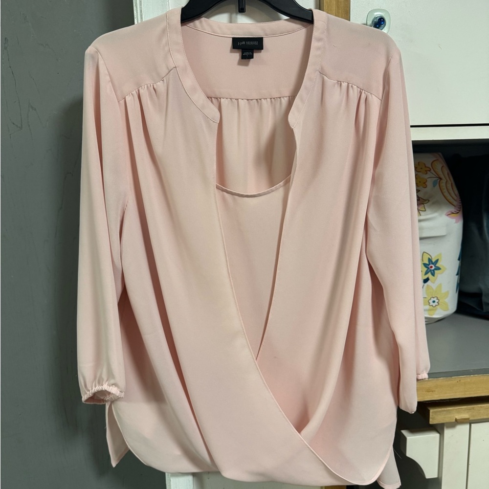 J. Jill Pink Wrap Blouse with Relaxed Fit